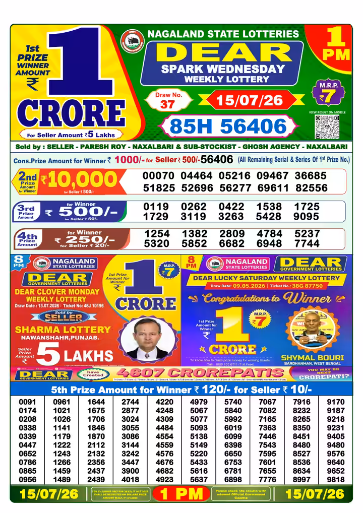 Dear Spark Wednesday Weekly Lottery 1 PM 15 Jul 2026
