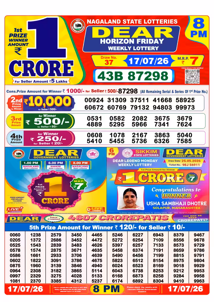Dear Horizon Friday Weekly Lottery 8 PM 17 Jul 2026