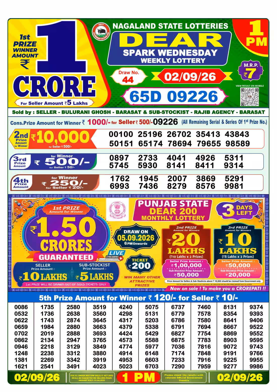 Dear Spark Wednesday Weekly Lottery 1 PM 02 Sept 2026