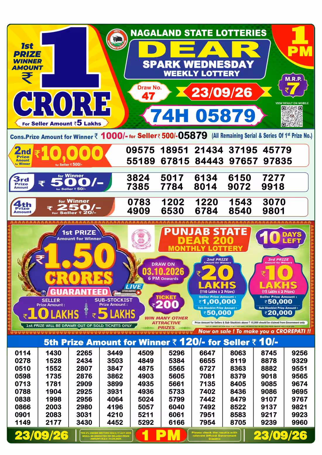 Dear Spark Wednesday Weekly Lottery 1 PM 23 Sept 2026